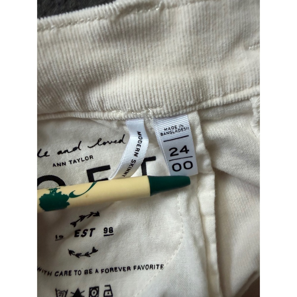 Ann Taylor Loft Womens Modern Skinny Cream Corduroy Skinny Leg Size 00/24 -EUC - Picture 8 of 14